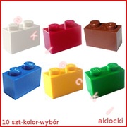 LEGO 3004 KLOCEK 1x2 biały brązowy czerwony niebieski zielony żółty -10 szt