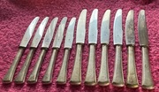 Zestaw 10 srebrnych noży kuchennych