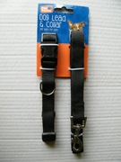 Tani zestaw - czarna obroża i smycz dla małego psa (nowa)