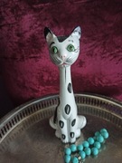 Figurka ceramiczna kotka Italy vintage łaciaty kot Włochy