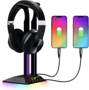 Stojak na Słuchawki RGB porty 2 x USB Multikolor