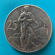 25 koron 1954 Czechosłowacja10 rocznica  Powstania Ag 0,500 waga 16 g