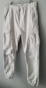 H&M spodnie cargo M SLIM FIT beżowe joggery premium 98% bawełna HIT