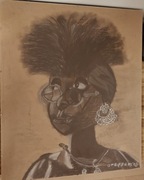 Portret kobiety w sepii – sygnowany rysunek w pleksi + certyfikat