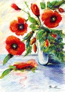 Maki w wazonie Original Akwarela 30*21cm