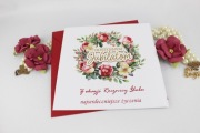 Kartka Rocznica Ślubu uniwersalna z życzeniami  czerwona