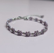 Pleciona bransoletka kwiatki violet 