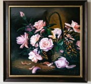 Obraz olejny Kosz róż 