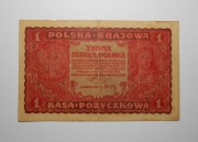 Stary banknot 1 Marka Polska 1919 seria małe litery