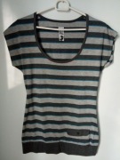 ZARA szara bluzka w paski DEKOLT rS
