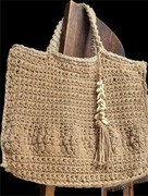 Torebka szydelkowa ze sznurka handmade eko boho chwosty muszelki