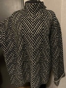 H&M sweter tunika oversize z wełną gruby duży jodełka melanż