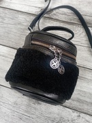 Piękna torebka damska Kazar skóra naturalna futerko