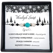 BRANSOLETKA TALIZMAN Z KAMIENIAMI PREZENT NA ŚWIĘTA CZARNY TURMALIN