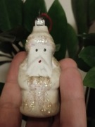 PRL stara bombka BIAŁY MIKOŁAJ szklana bombka