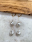 Kolczyki złote z perłami wiszące eleganckie