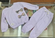 Nowy komplet dres zestaw liliowa bluza kokarda + spodnie dresowe r. 110