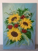 Obraz słoneczniki kwiaty bukiet 50x70cm akryl 