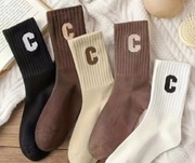 Skarpetki dla kobiet kobieta litera C mega modne jesień 5 par