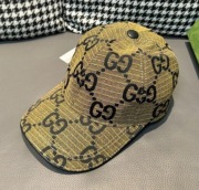 Czapka Gucci Jumbo GG Canvas | Beżowo-Oliwkowa (Camel/Ebony) | Nowa