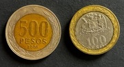 Chile x 2, bimetal, zestaw monet