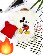 Komplet 3 częściowy Myszka Mickey lato body + spodenki + czapka r. 68