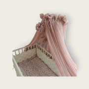 Baldachim nad łóżeczko dziecięce tiul pudrowy róż