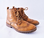 Brązowe karmelowe skórzane botki kozaki Alive 30