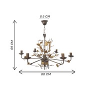 KAMELIA - żyrandol vintage 8-punktowy, brąz, kryształy