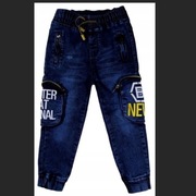 SPODNIE miękki JEANS 8252 ALEKSY 122/128 żółty