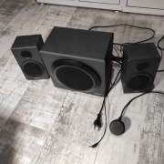 Logitech z333 zestaw głośników PC 2.1 jack chinch subwoofer pilot na kablu