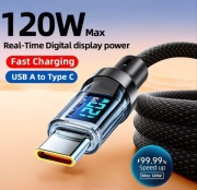 Kabel USB-C 120W szybkie ładowanie LED wyświetlacz 6A mocny
