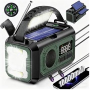 Radio awaryjne 10000mAh zasilane ręczną dynamo i panelem słonecznym