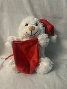 Maskotka biały miś świąteczny