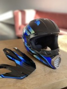 Kask rowerowy z goglami, nowy.