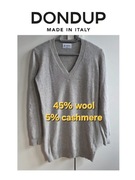 Dondup sweter damski M szary serek wełna kaszmir Italy długi