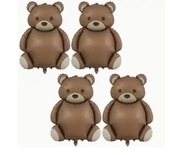 Zestaw 4x Balon Foliowy MIŚ Brązowy Teddy 89cm XXL Urodziny Roczek