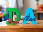 Drewniana literka z imieniem. Personalizacja. Pokój dziecka. 19cm.Dekoracja