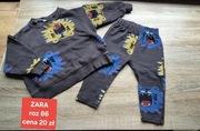 Dres bawełniany Zara 86 komplet dresowy tygrys bluza legginsy 