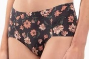 Figi damskie bikini, cięte laserowo, w kwiaty, grafitowe, rozm. L