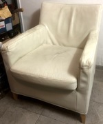 Fotel IKEA - obicie skóra ecru rozsuwana w dobrym stanie 