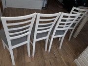  Krzesła Drewniane, Białe, Klasyczne
