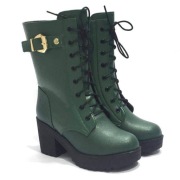 Botki zimowe 37/38 ocieplane skórzane zielone