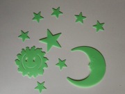 Fluorescencyjne dekoracje ścienne słoneczko księżyc i gwiazdki