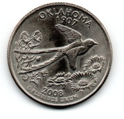 USA  25 CENTÓW QUARTER DOLLAR OKLAHOMA 2008