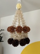 Pająk ludowy słoma i bibuła rękodzieło sztuka ludowa czekoladowy