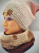 Komplet jesienny zimowy beanie komin Smerfetka czapka i szalik