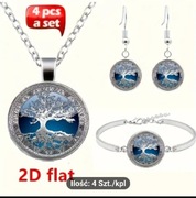 Zestaw Biżuterii: Naszyjnik z Kaboszonem Drzewa Życia w Stylu Celtyckim