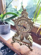 *OKAZJA**Zabytkowy Stylowy Antyczny Mosiężny Zegar Kominkowy**PIĘKNY**