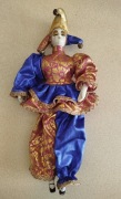 Lalka porcelanowa Arlekin / Pierrot - Vintage